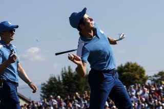Viktor Hovland ((à droite) et Ludvig Aberg peuvent jubiler: l'Europe est bien partie dans la Ryder Cup KEYSTONE/EPA/FABIO FRUSTACI